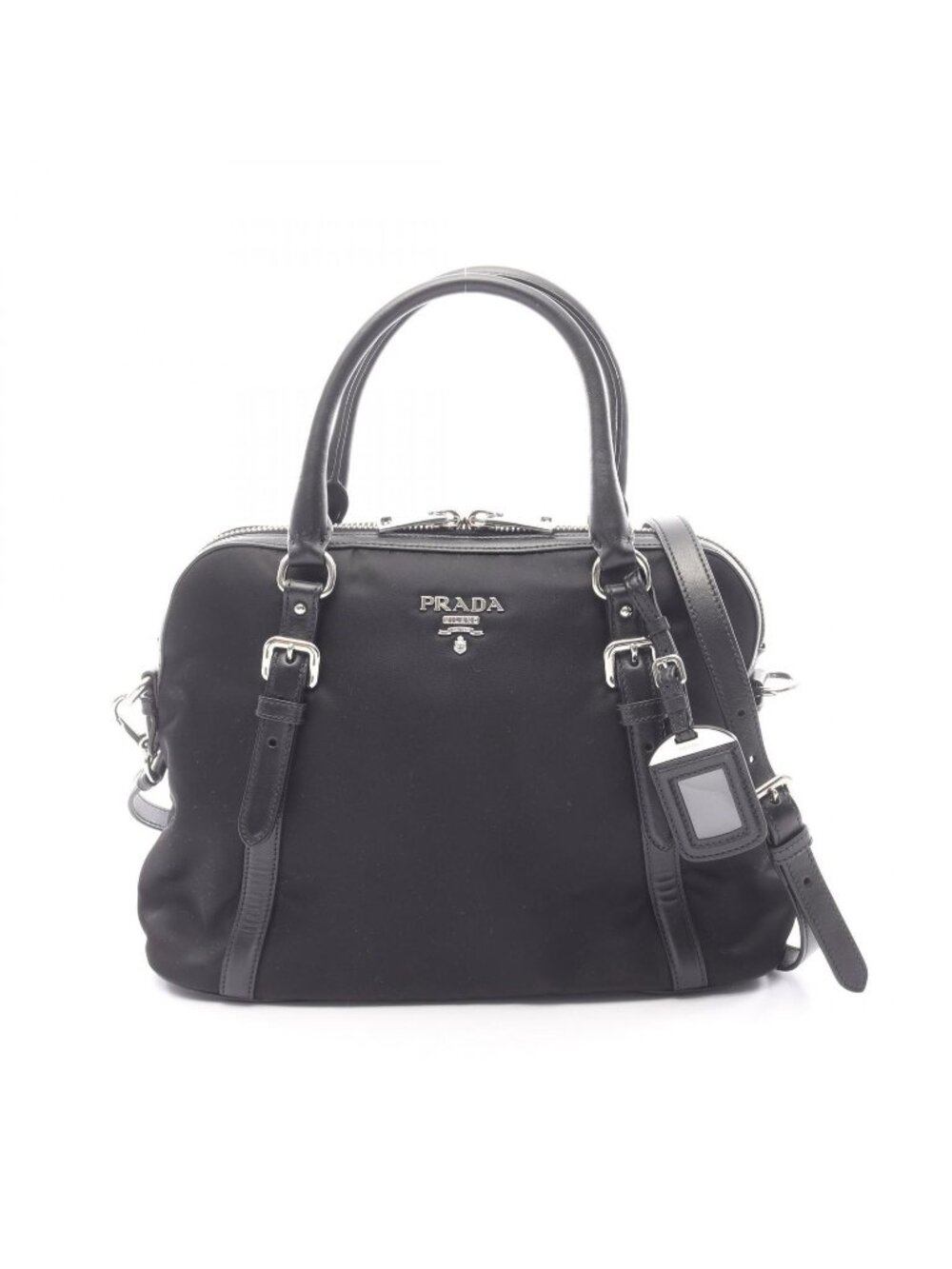 Prada Handbag 2-Way Black Nylon Leather Tote
